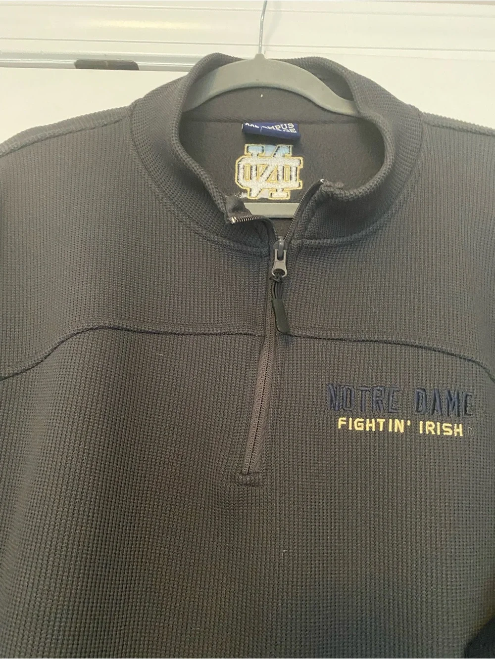 Notre Dame Campus Heritage Charcoal and Navy fleece Quarter-Zip Pullover